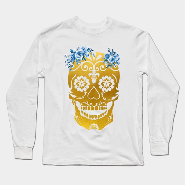 Sugar Skull Long Sleeve T-Shirt by erzebeth